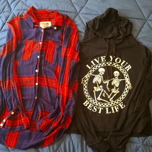 Fall bundle 1 flannel and 1 sweatshirt